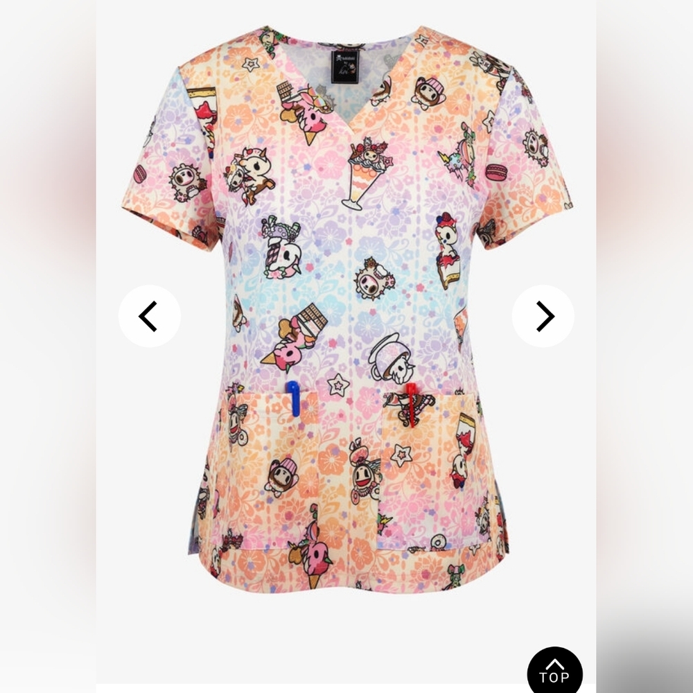 CUTE TOKIDOKI SCRUB TOP